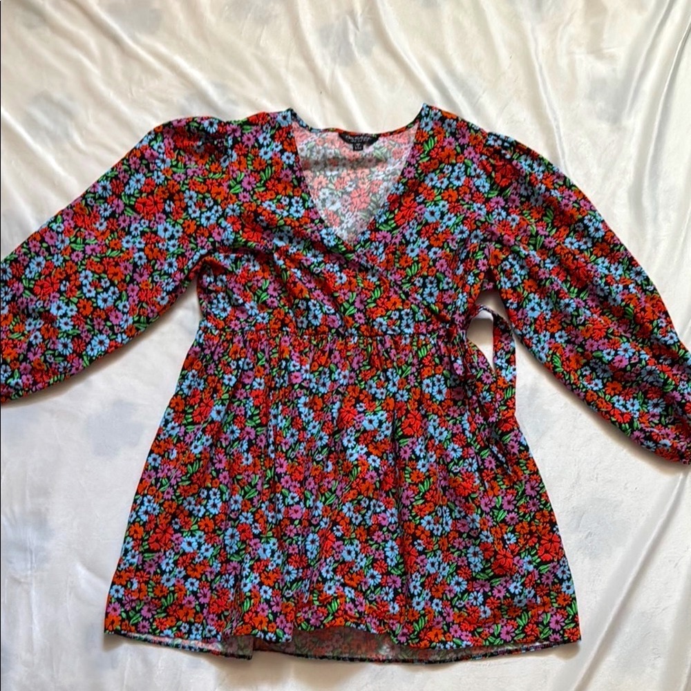 Miss Selfridge ASOS cotton floral faux wrap dress